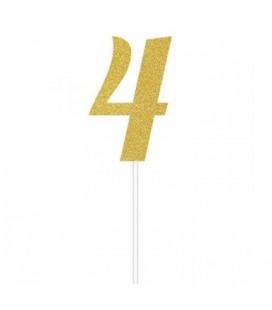 Gold Glitter Topper Chiffre 4