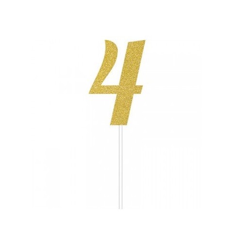 Gold Glitter Topper Chiffre 4