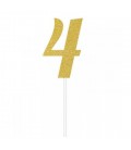 Gold Glitter Topper Number 4