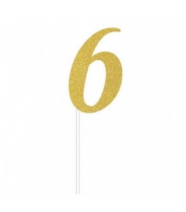 Gold Glitter Topper Number 6