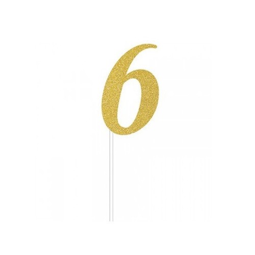 Gold Glitter Topper Chiffre 6