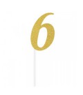 Gold Glitter Topper Chiffre 6