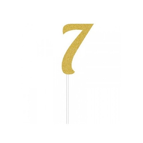 Gold Glitter Topper Number 7