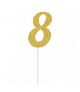 Gold Glitter Topper Chiffre 8