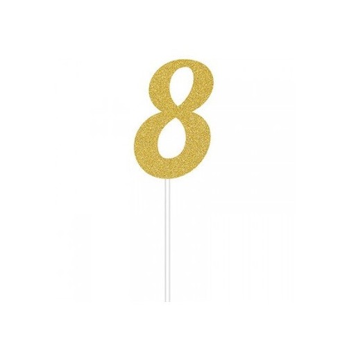Gold Glitter Topper Chiffre 8