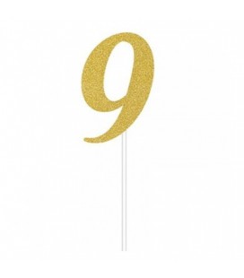 Gold Glitter Topper Number 9