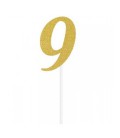 Gold Glitter Topper Chiffre 9