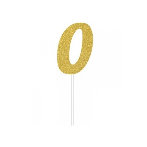 Gold Glitter Topper Chiffre 0