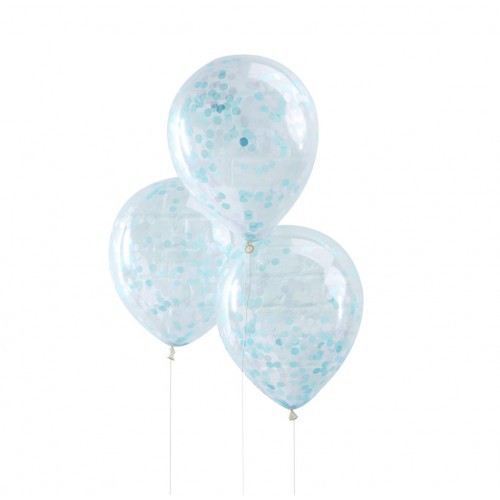 5 Ballons Confettis Bleus