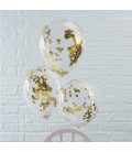 5 Gold Confetti Balloons