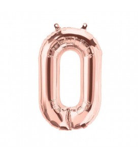 Rose Gold Mylar Balloon Number 0