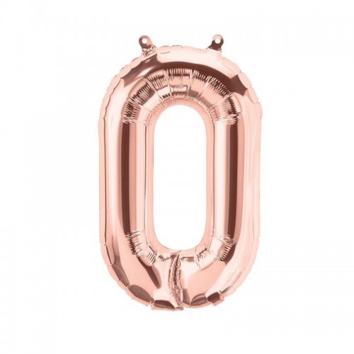 Rose Gold Mylar Ballon Number 0