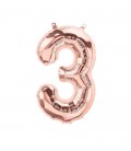 Rose Gold Mylar Balloon Number 3