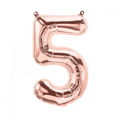 Rose Gold Mylarfilm Luftballon Nummer 5