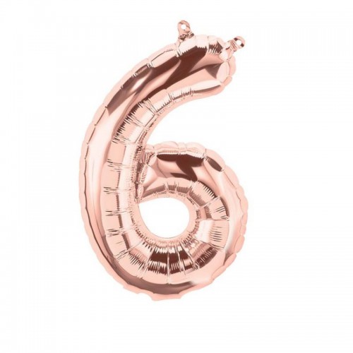 Rose Gold Mylar Ballon Number 6