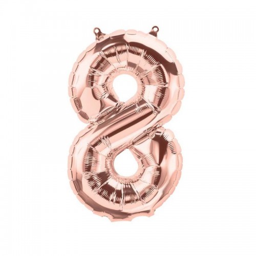Rose Gold Mylarfilm Luftballon Nummer 8