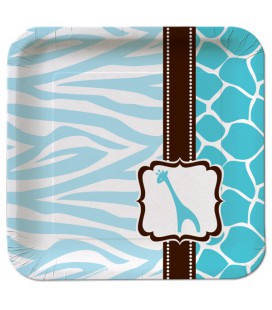 Assiettes Dessert Baby Shower Safari Bleu
