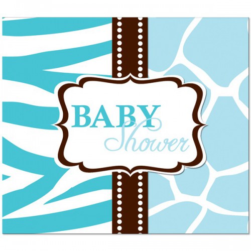 Baby Shower Safari Blue Invitations