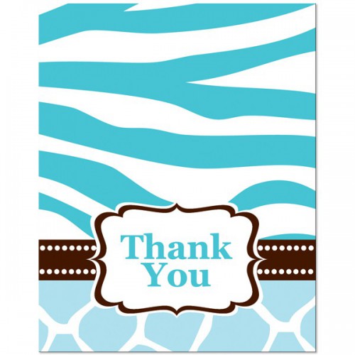 Baby Shower Safari Blue Thank You Cards