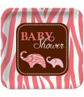 Lunch Plates Baby Shower Safari Pink