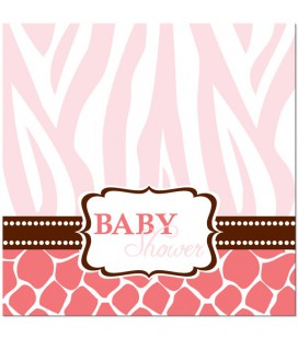 Grandes Serviettes Baby Shower Safari Rose