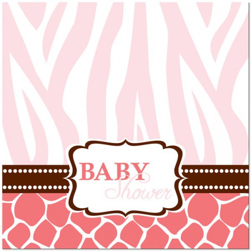 Grandes Serviettes Baby Shower Safari Rose