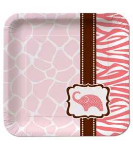 Dessert Plates Baby Shower Safari Pink