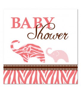 Serviettes Dessert Baby Shower Safari Rose