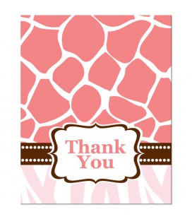 Baby Shower Safari Pink Thank You Cards