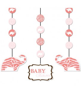 Baby Shower Safari Pink Danglers