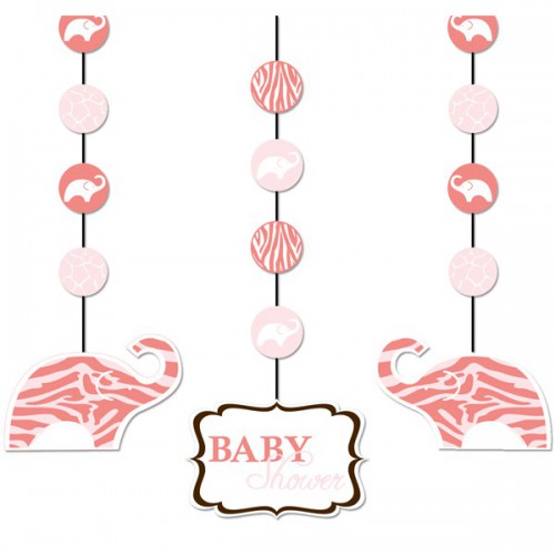 Baby Shower Safari Pink Danglers
