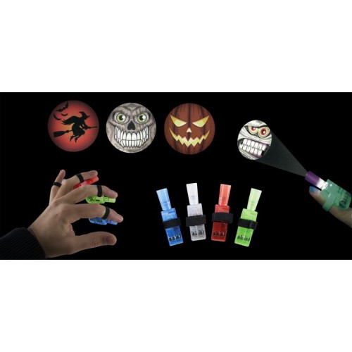 4 Leuchtende Halloween "Projektor"-Ringe