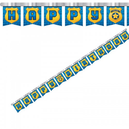 Police Party Happy Birthday Banner