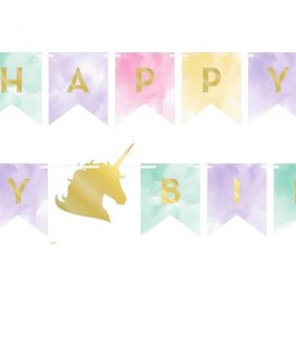 Funkelndes Einhorn Happy Birthday Girlande