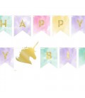 Funkelndes Einhorn Happy Birthday Girlande