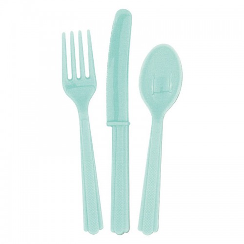 18 MINZGRÜNE BESTECKTEILE
