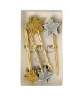 24 Gold & Silver Glitter Party Picks