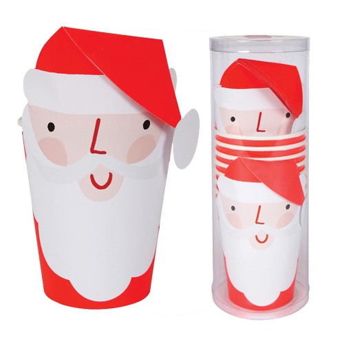 8 Becher mit Weihnachtsmann-Umhüllung