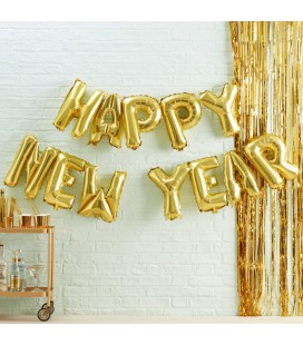 Ballons Mylar Lettres Dorées Happy New Year