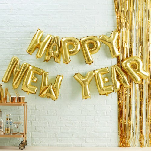 Happy New Year Gold Mylar Balloons