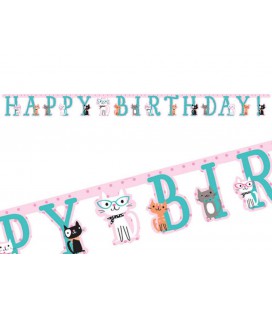 Cat Party Happy Birthday Garland