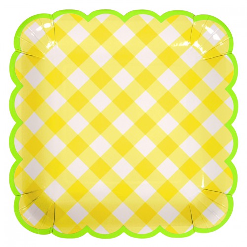 Yellow Gingham Large Plates