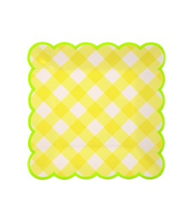 Petites Assiettes Motif Vichy Jaune