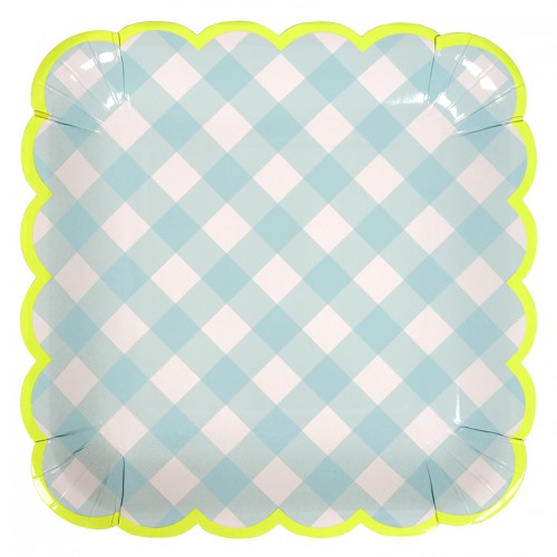 Blue Gingham Large Plates