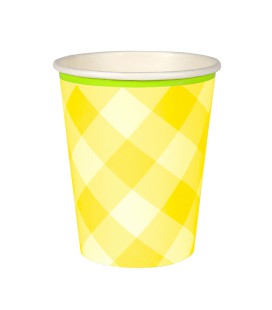 Gobelets Motif Vichy Jaune