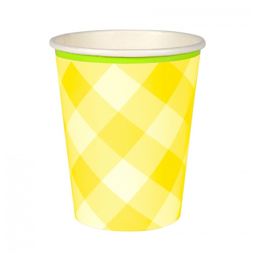 Becher im Gelben Vichy-Muster