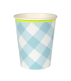 Gobelets Motif Vichy Bleu