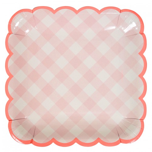 Pink Gingham Large Plates