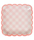 Grandes Assiettes Motif Vichy Rose