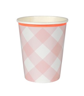 Pink Gingham Cups